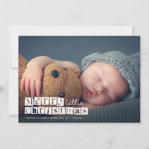 little christmas festive birth announcement card