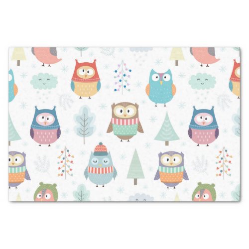 Little Christmas Festive Owls Tissue Paper