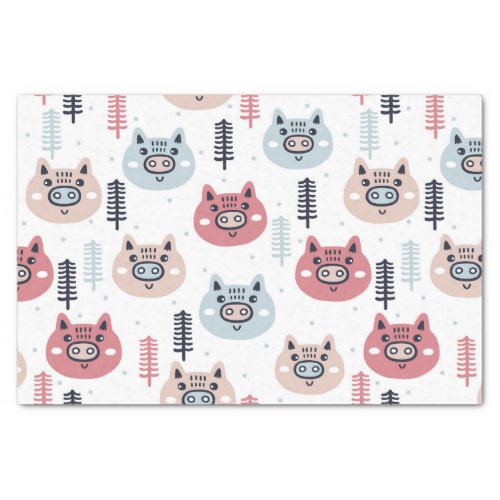 Little Christmas Festive Piggies Tissue Paper