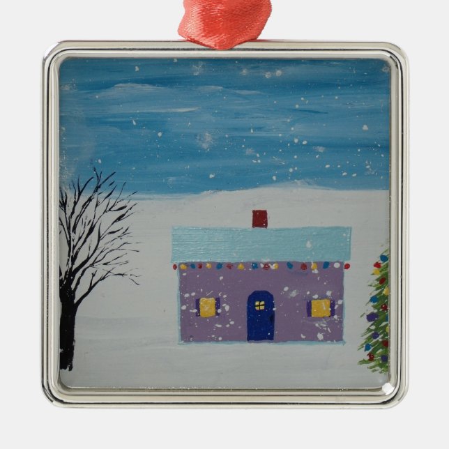 Little Christmas House Metal Ornament (Front)