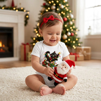 Little Christmas Kitty Baby Bodysuit