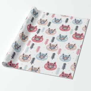 Little Christmas Piggies Festive Themed Pigs Wrapping Paper