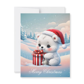 Little Christmas polar bear  Holiday Card