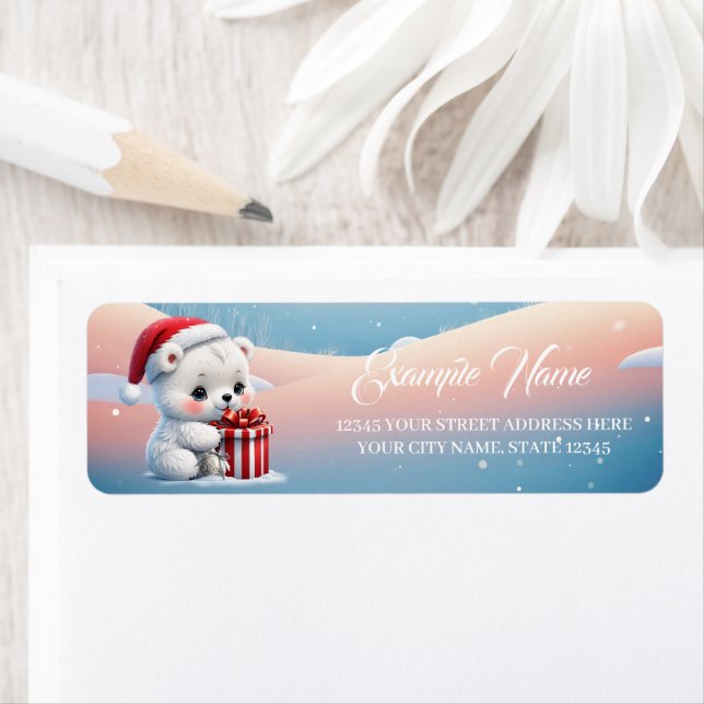 Little Christmas polar bear  Label (Insitu)