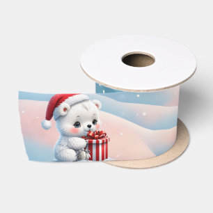 Little Christmas polar bear Satin Ribbon