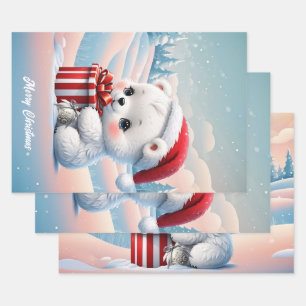 Little Christmas polar bear Wrapping Paper Sheets