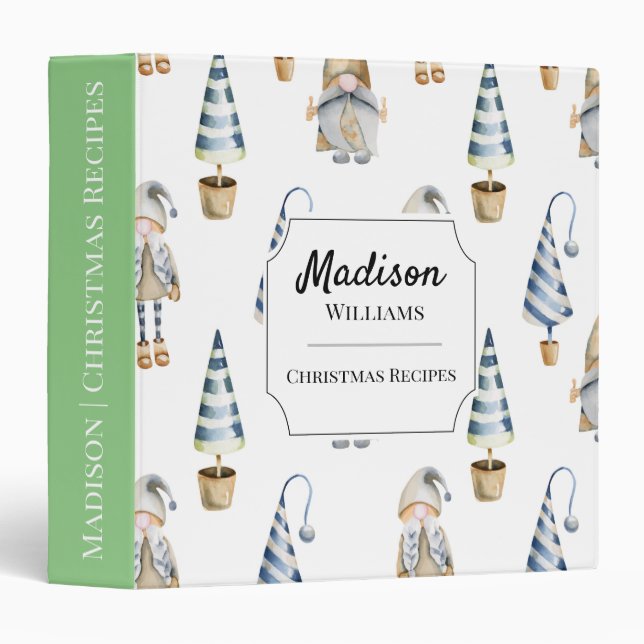 Little Christmas Scandinavian Gnomes Recipe Binder (Front/Spine)