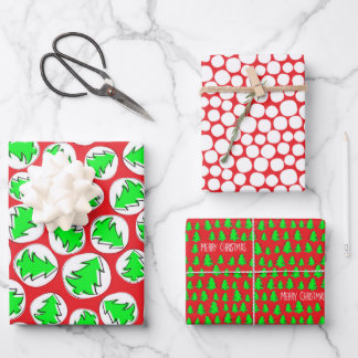 LITTLE CHRISTMAS TREES WRAPPING PAPER SHEETS