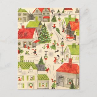 Little Christmas Village Holiday Postcard
