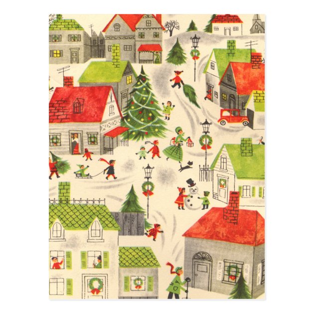 Little Christmas Village Postcard