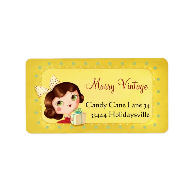 Little Christmas Vintage Doll Address Labels (Front)