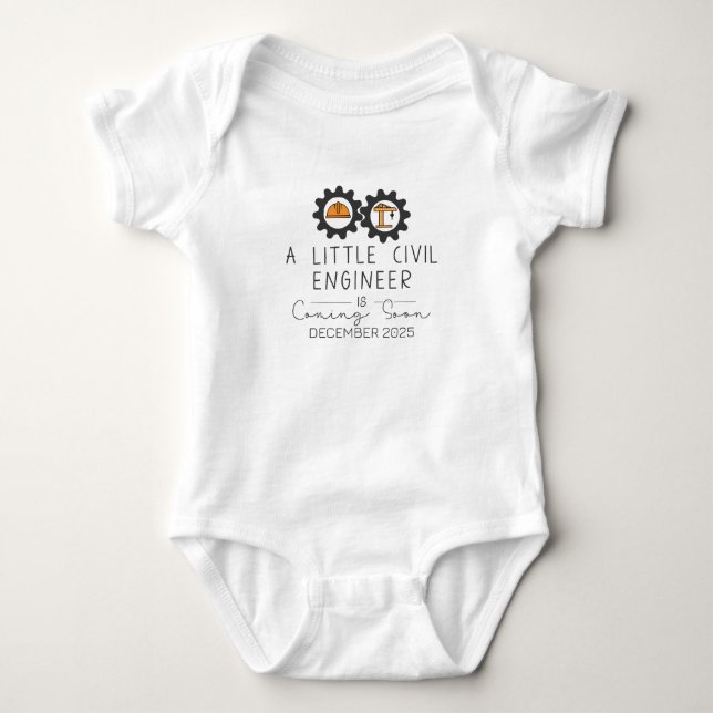 Little Civil Engineer is Coming Soon Engineer Baby Bodysuit (Front)
