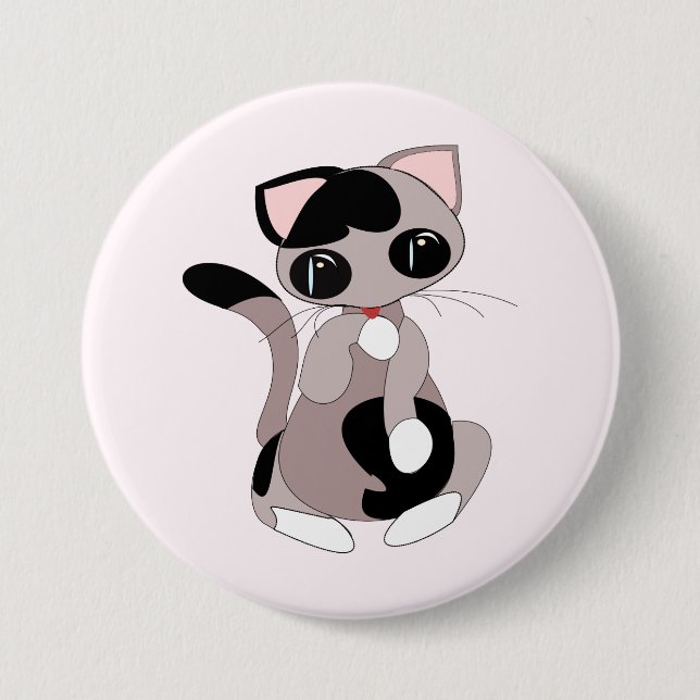 Little Cleaning Cat Pink Button Your Colors (Front)