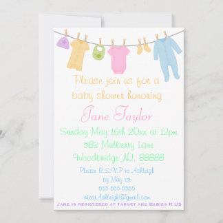 Little Clothes Baby Shower Invitations