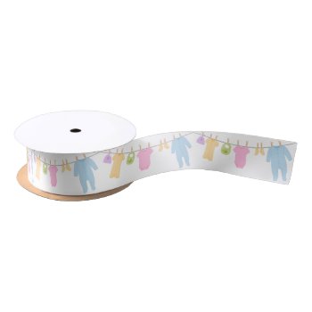 Little Clothes Baby Shower Satin Ribbon by LaBebbaDesigns at Zazzle