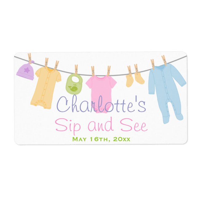 Little Clothes Baby Sip and See Label (Front)