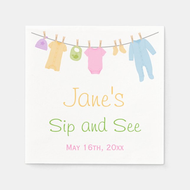 Little Clothes Baby Sip and See Napkins (Front)
