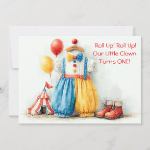 Little Clown 1st Birthday Show Invitation