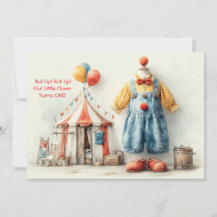 Little Clown 1st Birthday Show Invitation