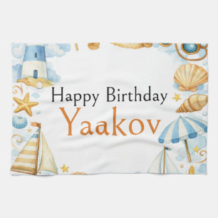 Little Coastal Explorer 4th Birthday For Boy Kitchen Towel