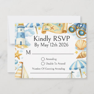 Little Coastal Explorer 4th Birthday For Boy RSVP Card