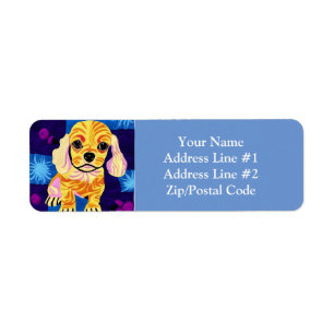 Little Cocker Spaniel Puppy Quilt Like Design Label