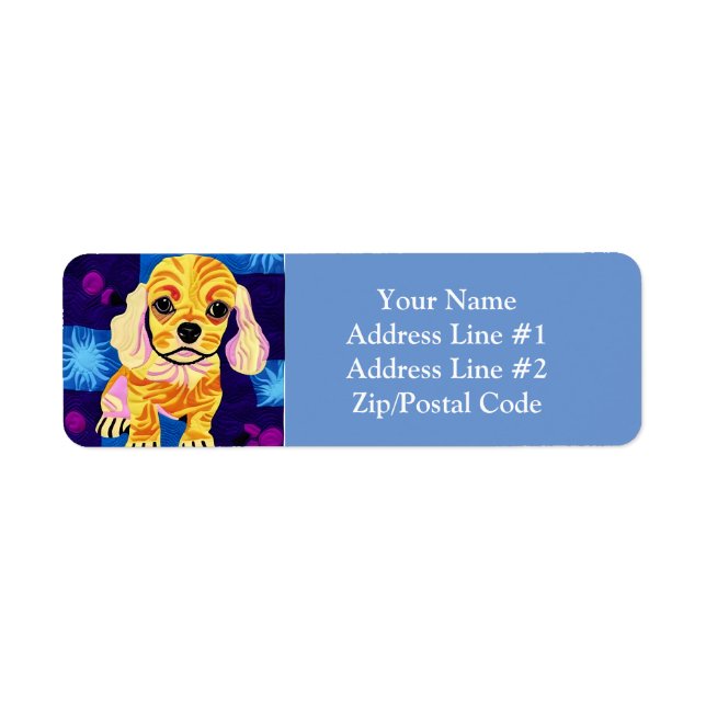 Little Cocker Spaniel Puppy Quilt Like Design Label (Front)