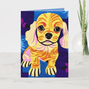 Little Cocker Spaniel Puppy Quilt Like Design Letterpress Thank You Card