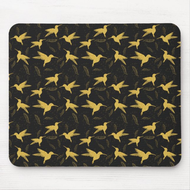 Little colibri bird seamless pattern - dark mouse pad (Front)
