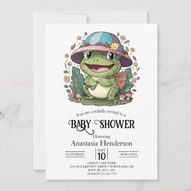 Little Colorful Frog Baby Shower Invitation (Front)