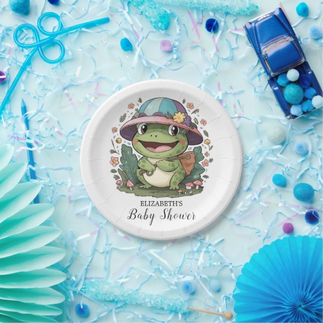 Little Colorful Frog Baby Shower Paper Plates (Party)