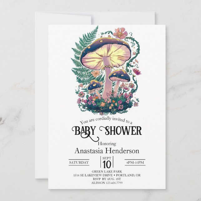 Little Colorful Mushroom Baby Shower Invitation (Front)