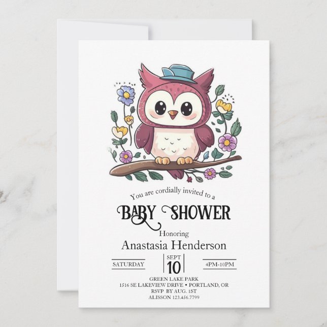Little Colorful Owl Baby Shower Invitation (Front)