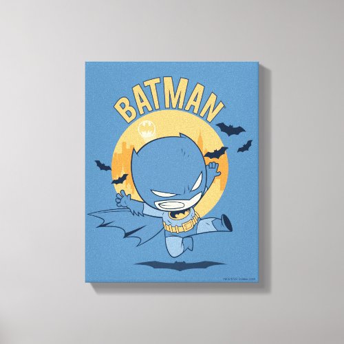 Little Comic Batman Flying Kick Canvas Print