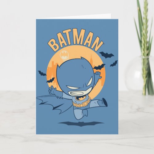 Little Comic Batman Flying Kick Card