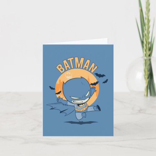 Little Comic Batman Flying Kick Note Card