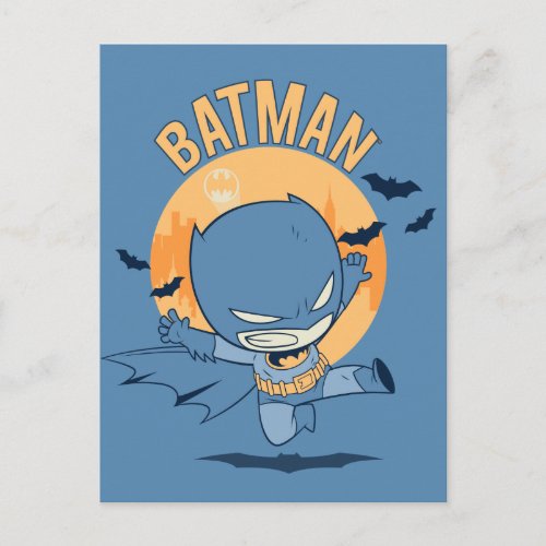 Little Comic Batman Flying Kick Postcard