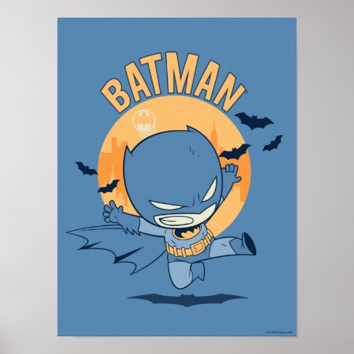 Little Comic Batman Flying Kick Poster