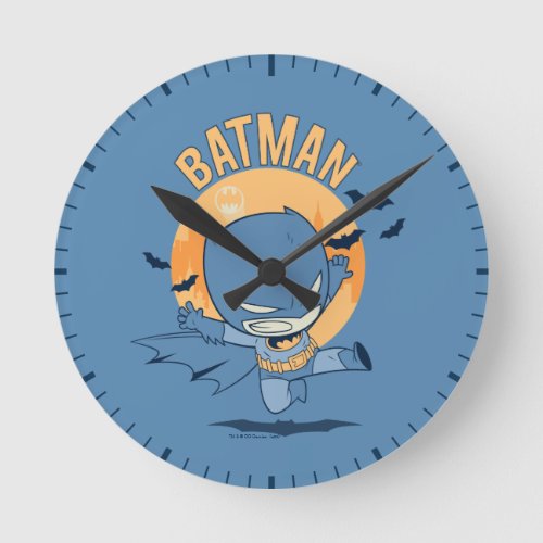 Little Comic Batman Flying Kick Round Clock