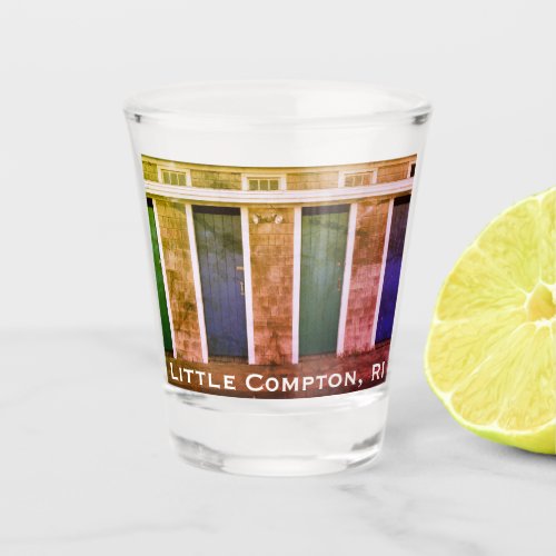 Little Compton RI Summer Beach Cabanas LC Shot Glass