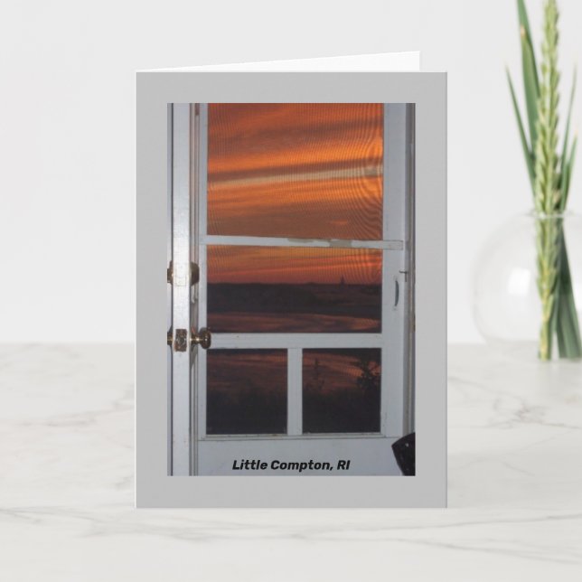 Little Compton, RI Sunset With Sakonnet Light Card (Front)