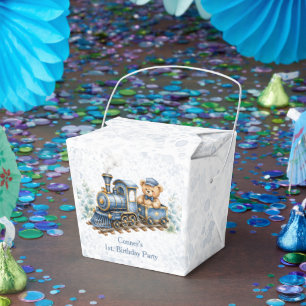 Little Conductor Train Boy Birthday Party Favor Boxes