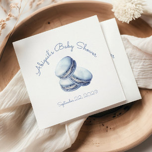 Little Cookie Blue French Macarons Boy Baby Shower Napkins