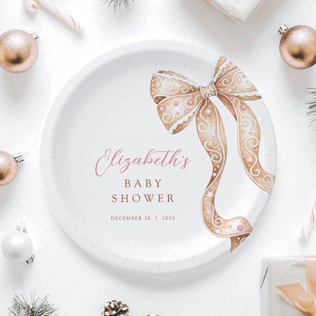 Little Cookie Bow Baby Shower Paper Plates (Creator Uploaded)