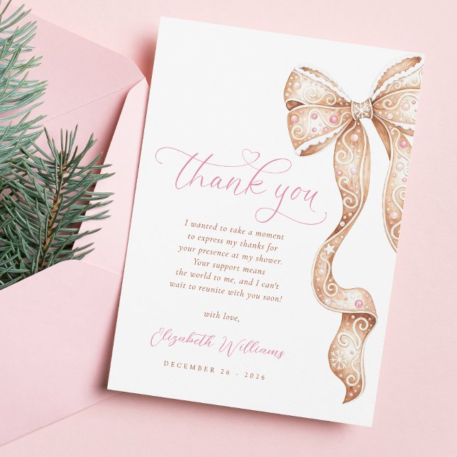 Little Cookie Bow Baby Shower Thank You Card (Creator Uploaded)