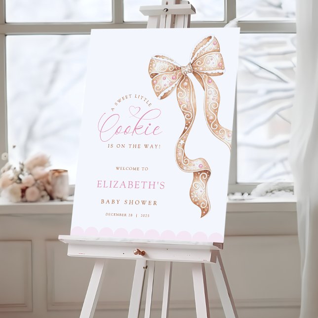 Little Cookie Bow Baby Shower Welcome Sign (Creator Uploaded)