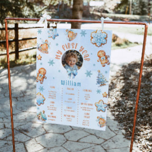 Little cookie  boy 1st birthday photo Milestone Poster