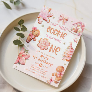 Little Cookie Christmas 1st birthday Invitation
