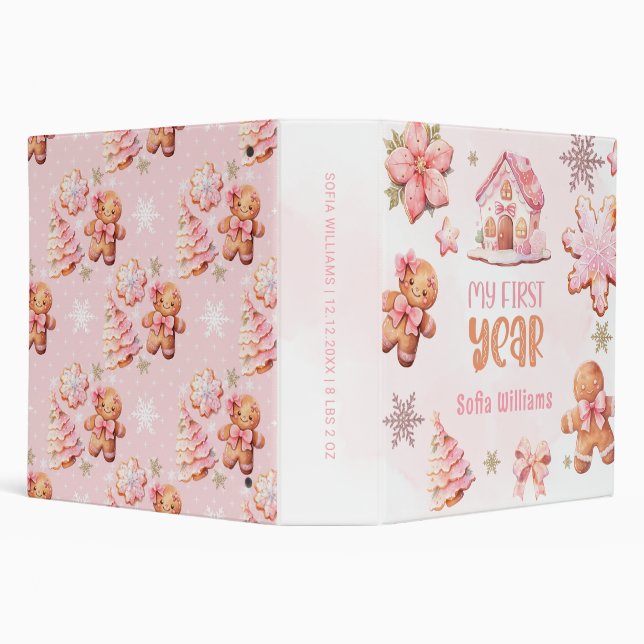 Little Cookie Chtistmas 1st Year Baby Photo Album 3 Ring Binder (Background)