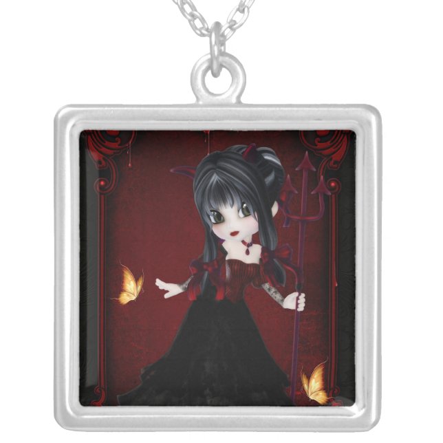 Little Cookie Devil Girl 1 Fantasy Gothic Necklace (Front)